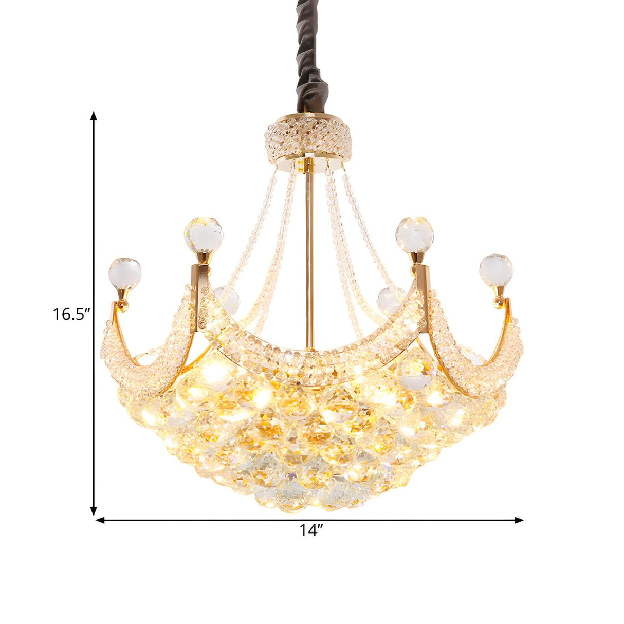 Luxury Gold Dome Crystal Balls Glass Beads Chandelier 