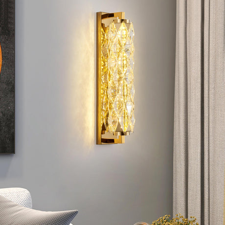 Luxury Gold Geometric Crystal Wall Light Fixture Image - 1