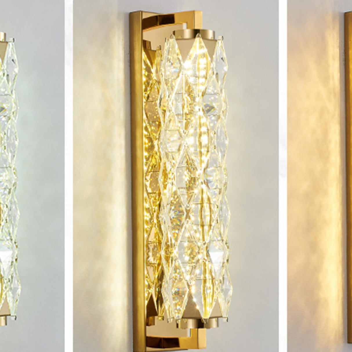 Luxury Gold Geometric Crystal Wall Light Fixture Image - 10