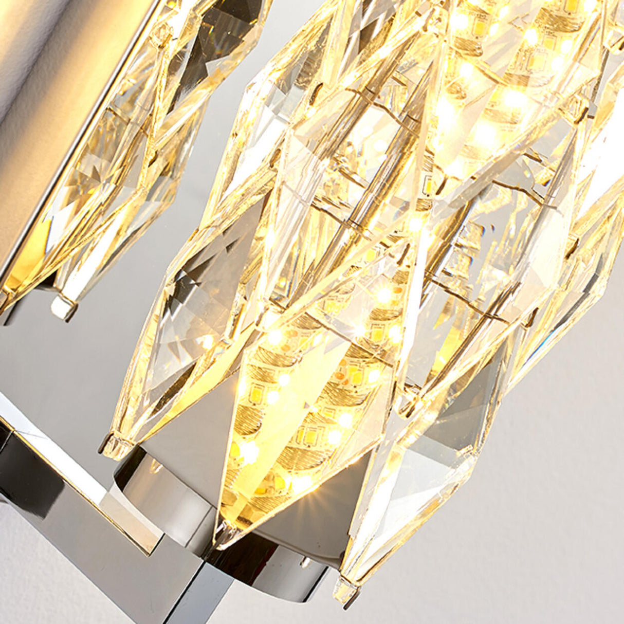 Luxury Gold Geometric Crystal Wall Light Fixture Image - 12