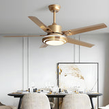 Luxury Gold Modern Metal Ceiling Fan with LED Light Image - 1