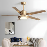 Luxury Gold Modern Metal Ceiling Fan with LED Light Image - 12