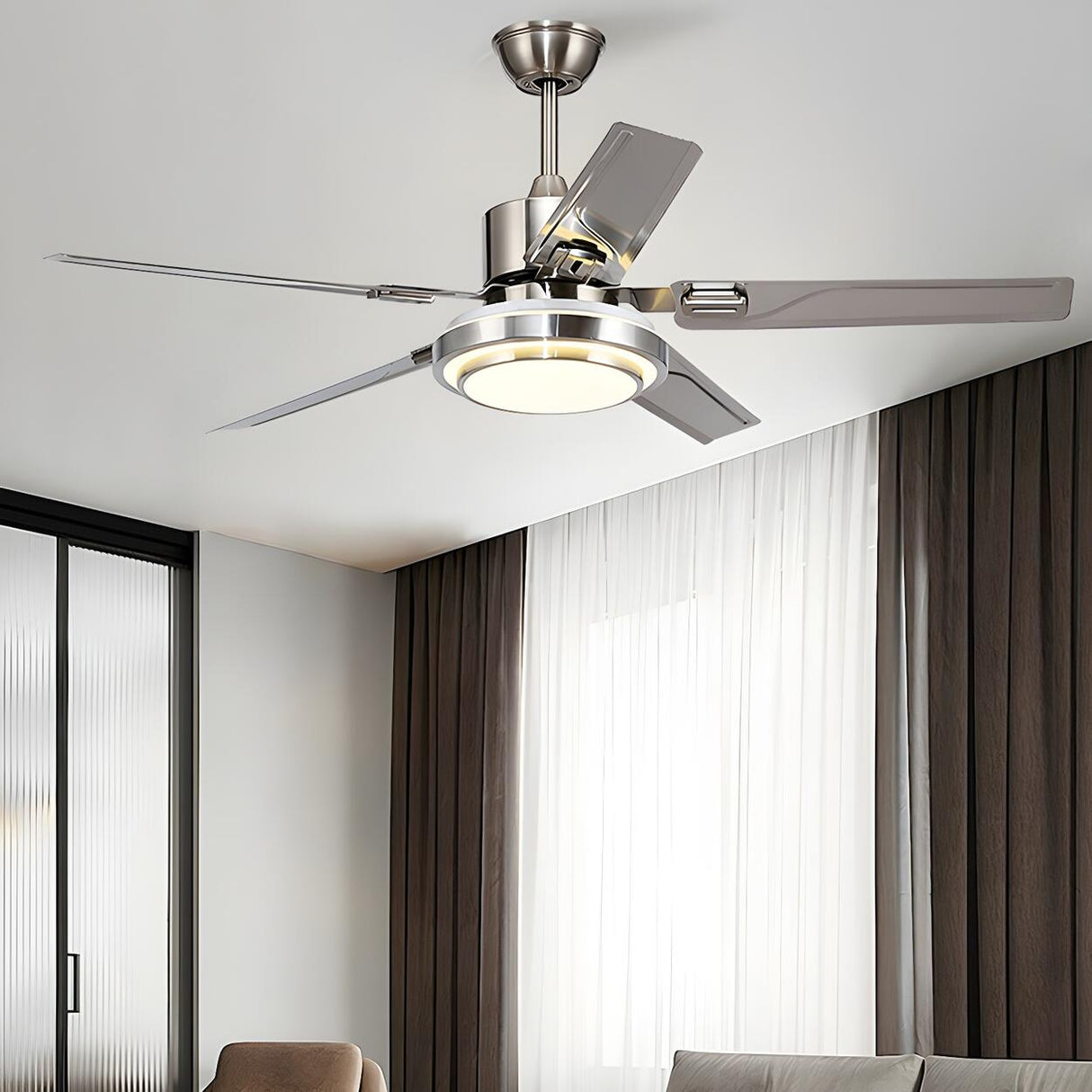 Luxury Gold Modern Metal Ceiling Fan with LED Light Image - 13