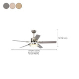 Luxury Gold Modern Metal Ceiling Fan with LED Light #size