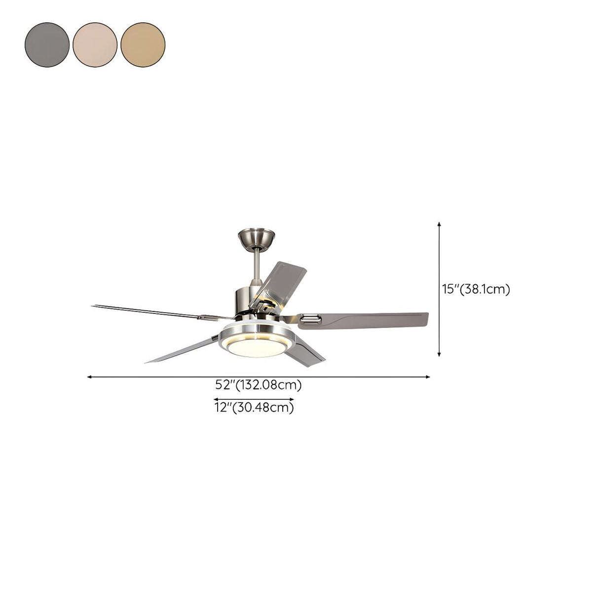 Luxury Gold Modern Metal Ceiling Fan with LED Light Image - 15