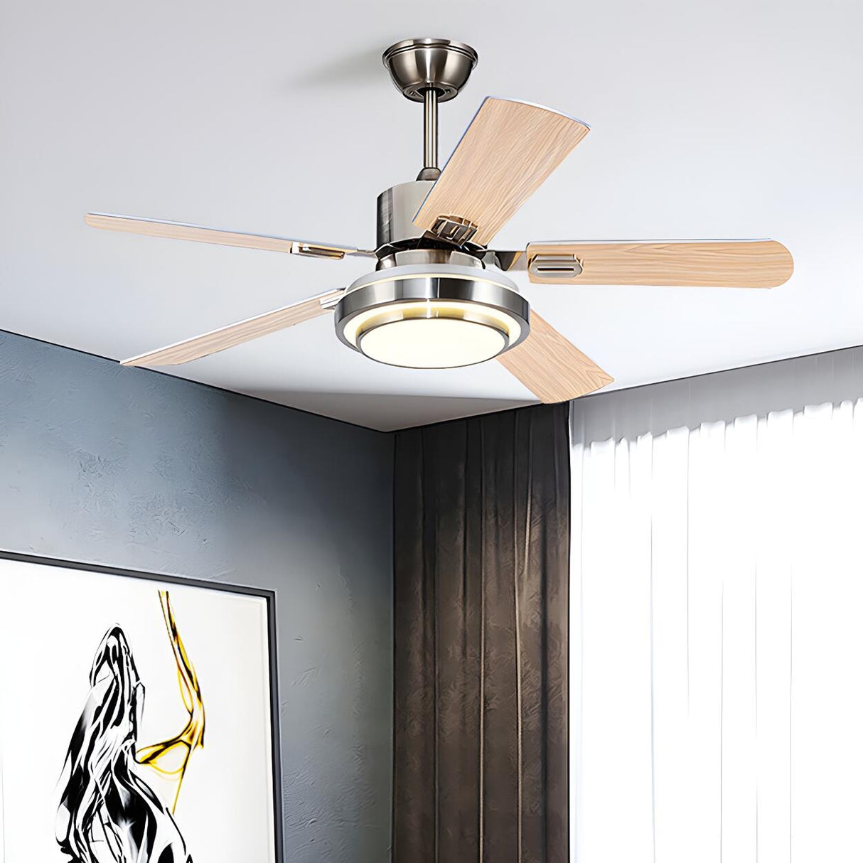 Luxury Gold Modern Metal Ceiling Fan with LED Light Image - 3