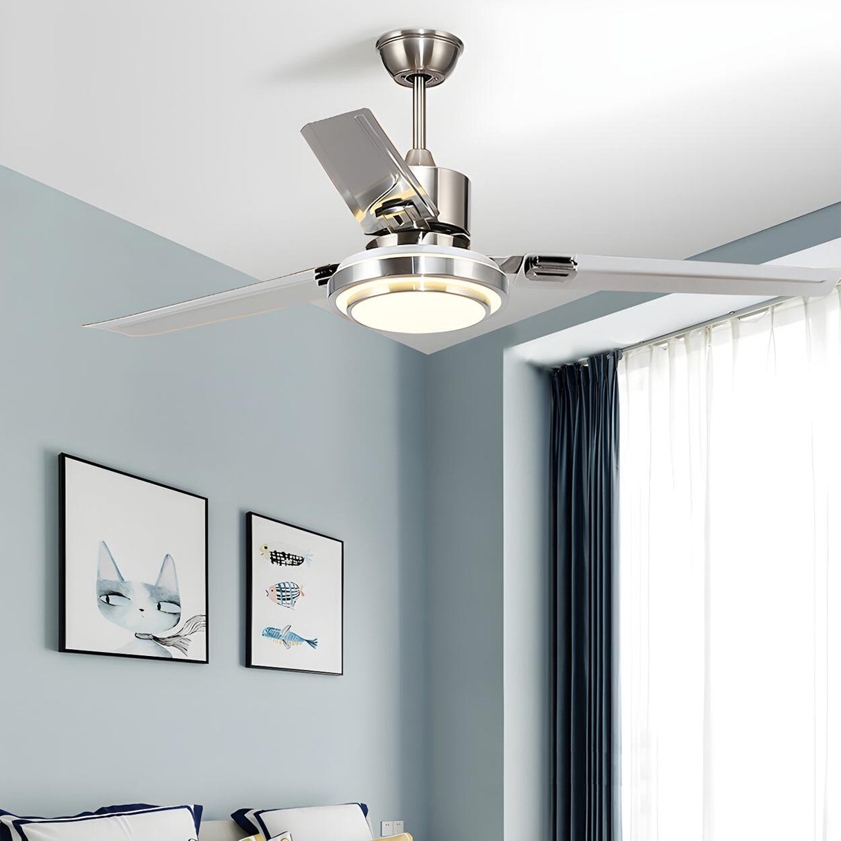 Luxury Gold Modern Metal Ceiling Fan with LED Light Image - 5