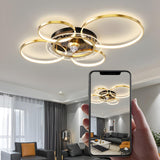 Luxury Gold Multi-Ring Metal Ceiling Fan with Lights Image - 11