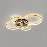 Luxury Gold Multi-Ring Metal Ceiling Fan with Lights Image - 2