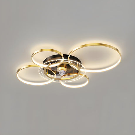 Luxury Gold Multi-Ring Metal Ceiling Fan with Lights Image - 2