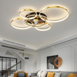 Luxury Gold Multi-Ring Metal Ceiling Fan with Lights Image - 3