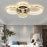 Luxury Gold Multi-Ring Metal Ceiling Fan with Lights Image - 4