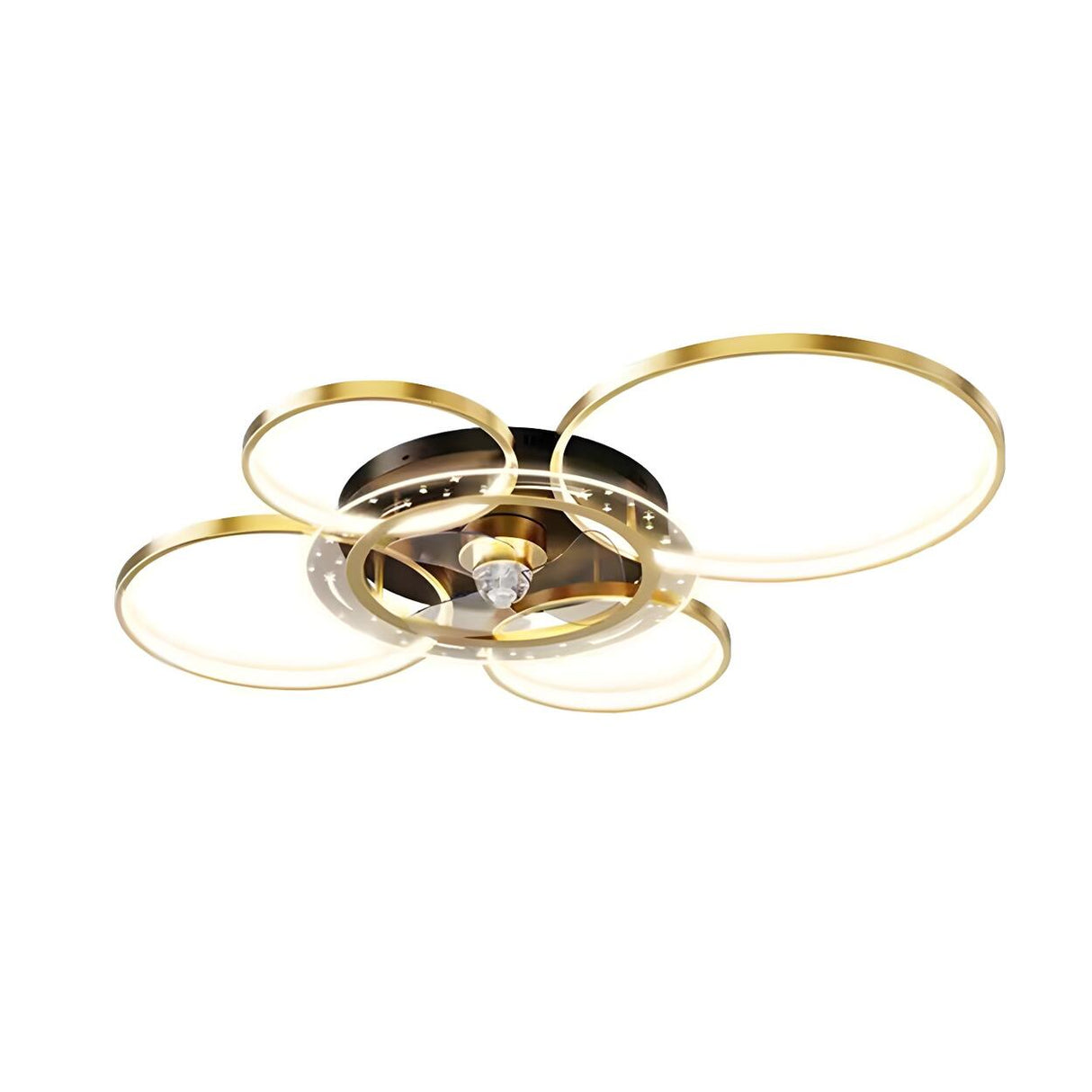 Luxury Gold Multi-Ring Metal Ceiling Fan with Lights Image - 6