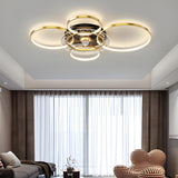 Luxury Gold Multi-Ring Metal Ceiling Fan with Lights Image - 9