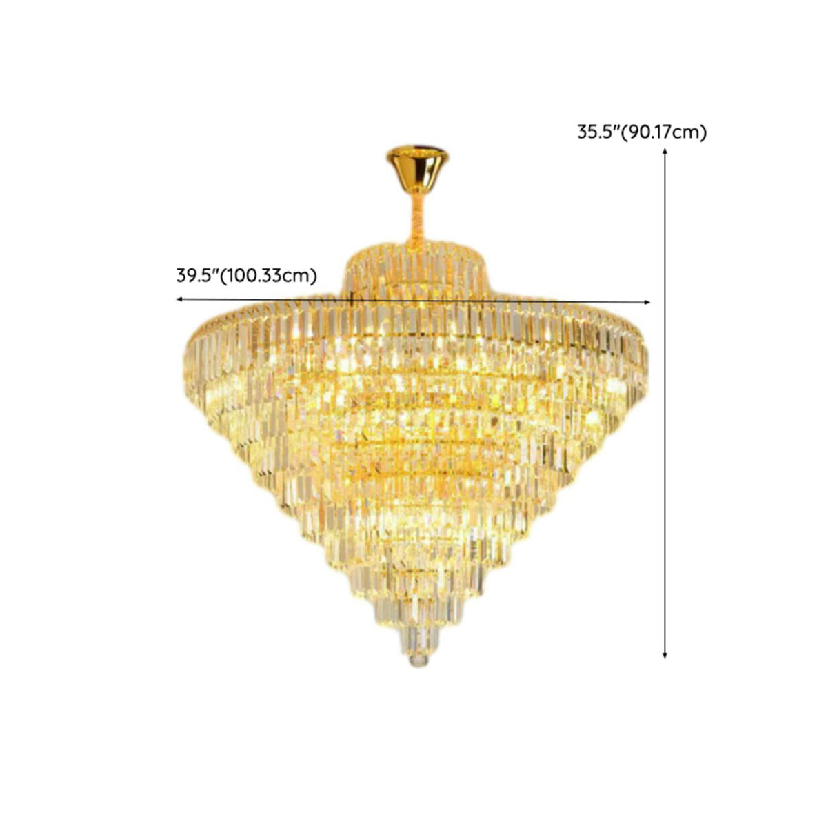 Luxury Gold Pyramid Tiered Crystal Chandelier 