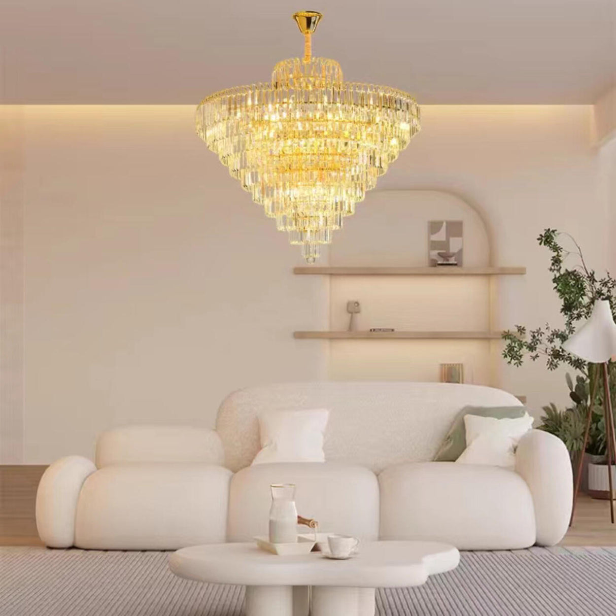 Luxury Gold Pyramid Tiered Crystal Chandelier Image - 3