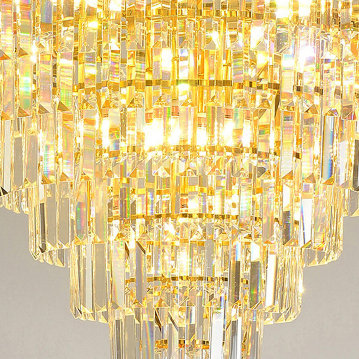 Luxury Gold Pyramid Tiered Crystal Chandelier Image - 7