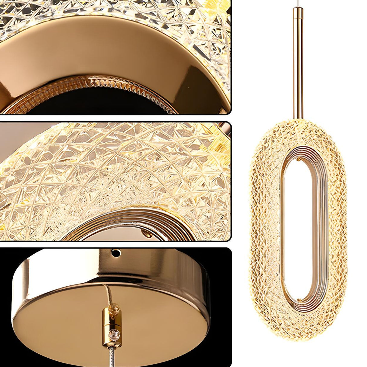 Luxury Gold Ring Acrylic Bedroom Pendant Light Set Image - 19