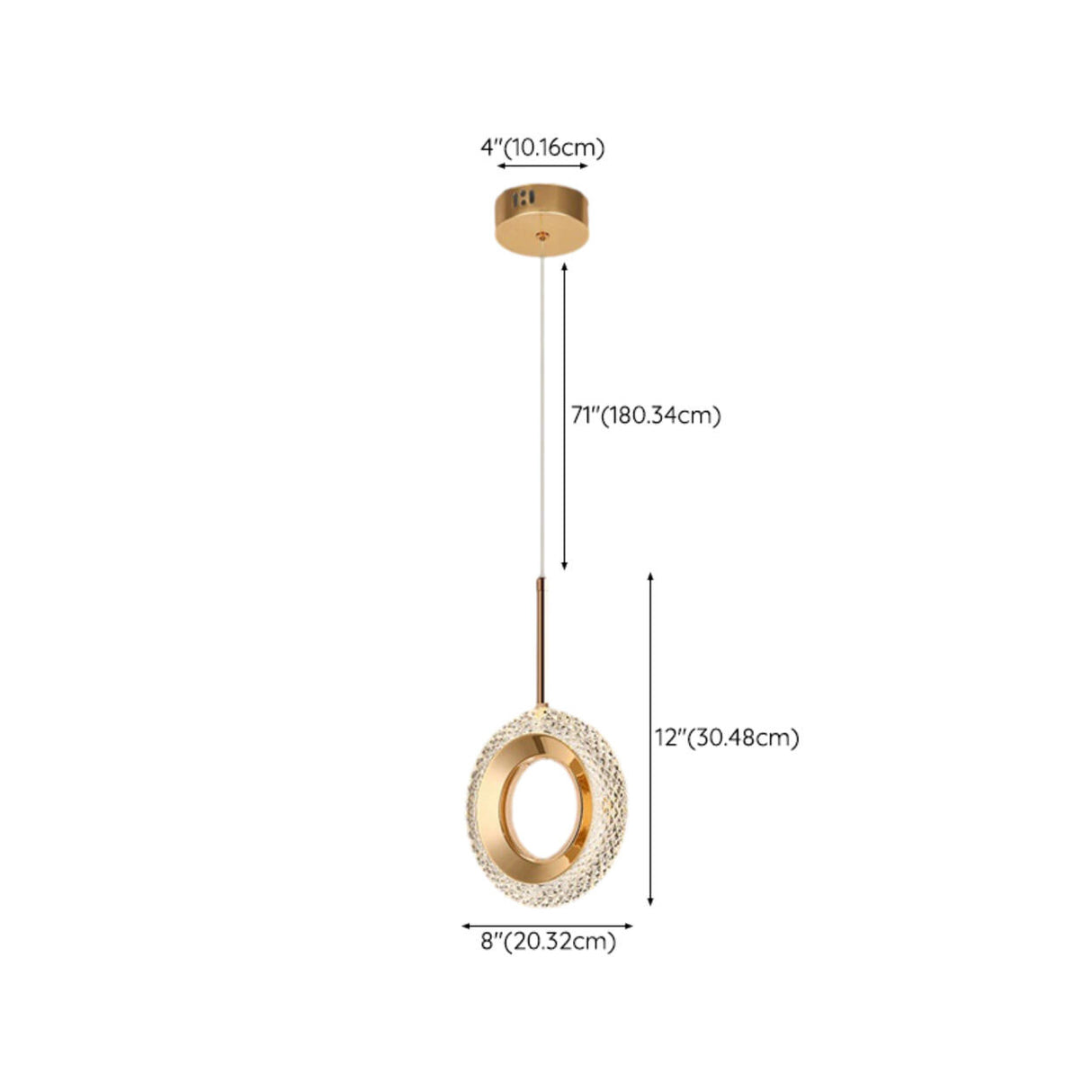 Luxury Gold Ring Acrylic Bedroom Pendant Light Set 