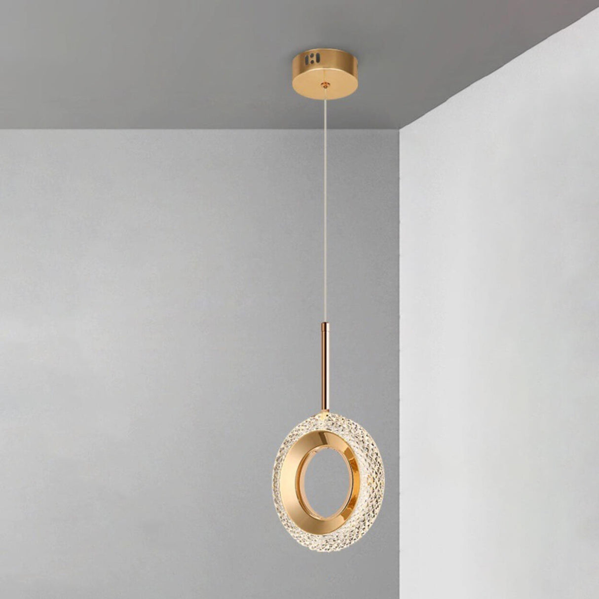 Luxury Gold Ring Acrylic Bedroom Pendant Light Set Image - 6