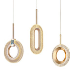 Luxury Gold Ring Acrylic Bedroom Pendant Light Set Image - 9