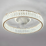 Luxury Gold Round Crystal Ceiling Fan with LED Light Image - 10