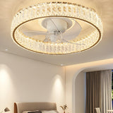 Luxury Gold Round Crystal Ceiling Fan with LED Light Image - 13