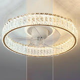 Luxury Gold Round Crystal Ceiling Fan with LED Light Image - 9