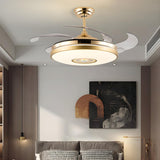 Luxury Gold Round Modern Metal Ceiling Fan with Light Image - 1