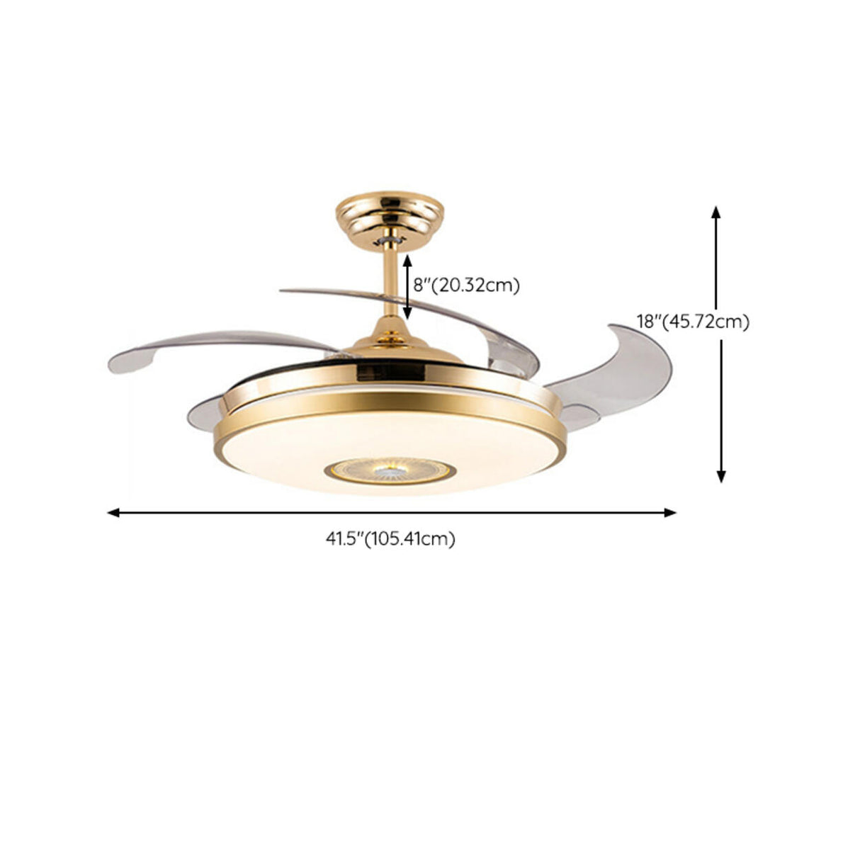 Luxury Gold Round Modern Metal Ceiling Fan with Light 