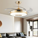 Luxury Gold Round Modern Metal Ceiling Fan with Light Image - 3