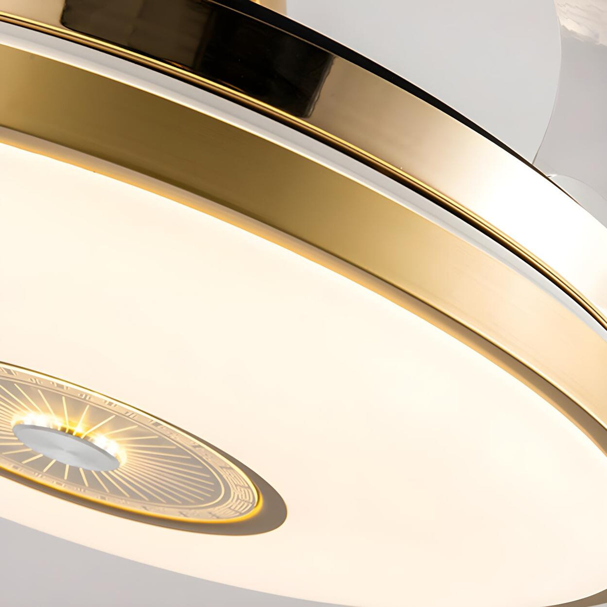 Luxury Gold Round Modern Metal Ceiling Fan with Light Image - 6