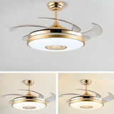 Luxury Gold Round Modern Metal Ceiling Fan with Light Image - 7