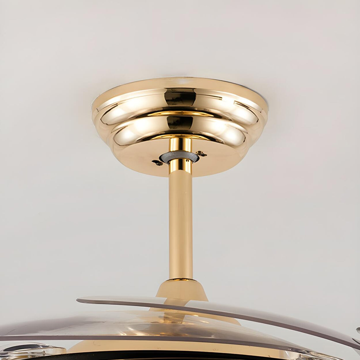 Luxury Gold Round Modern Metal Ceiling Fan with Light Image - 8