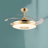 Luxury Gold Round Modern Metal Ceiling Fan with Light Image - 9