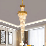 Luxury Gold Spiral Tiered Crystal Prism Chandelier Image - 1