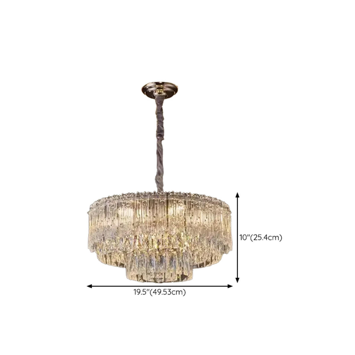 Luxury Gold Tiered Clear Crystal Round Chandelier 