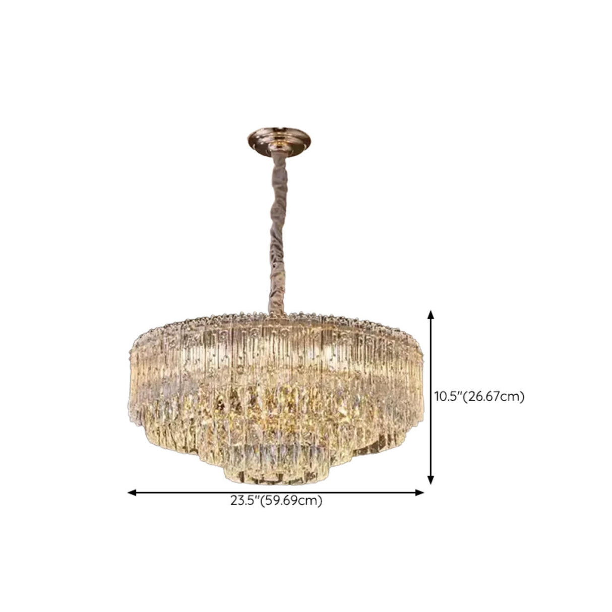 Luxury Gold Tiered Clear Crystal Round Chandelier Image - 14