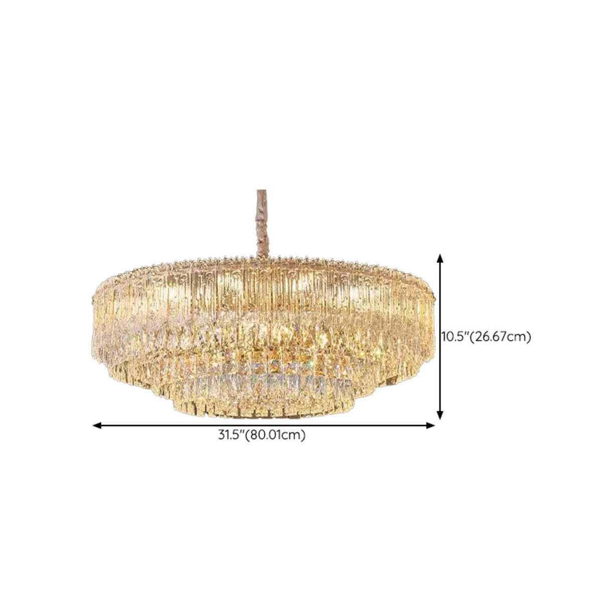 Luxury Gold Tiered Clear Crystal Round Chandelier Image - 15