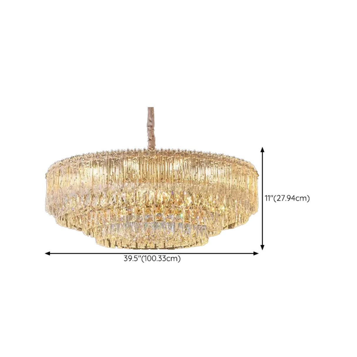 Luxury Gold Tiered Clear Crystal Round Chandelier Image - 16