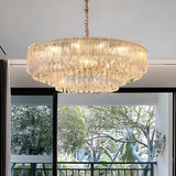 Luxury Gold Tiered Clear Crystal Round Chandelier Image - 2