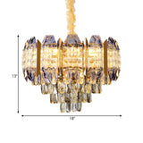 Luxury Gold Tiers Crystal Conical Prism Hanging Chandelier #size