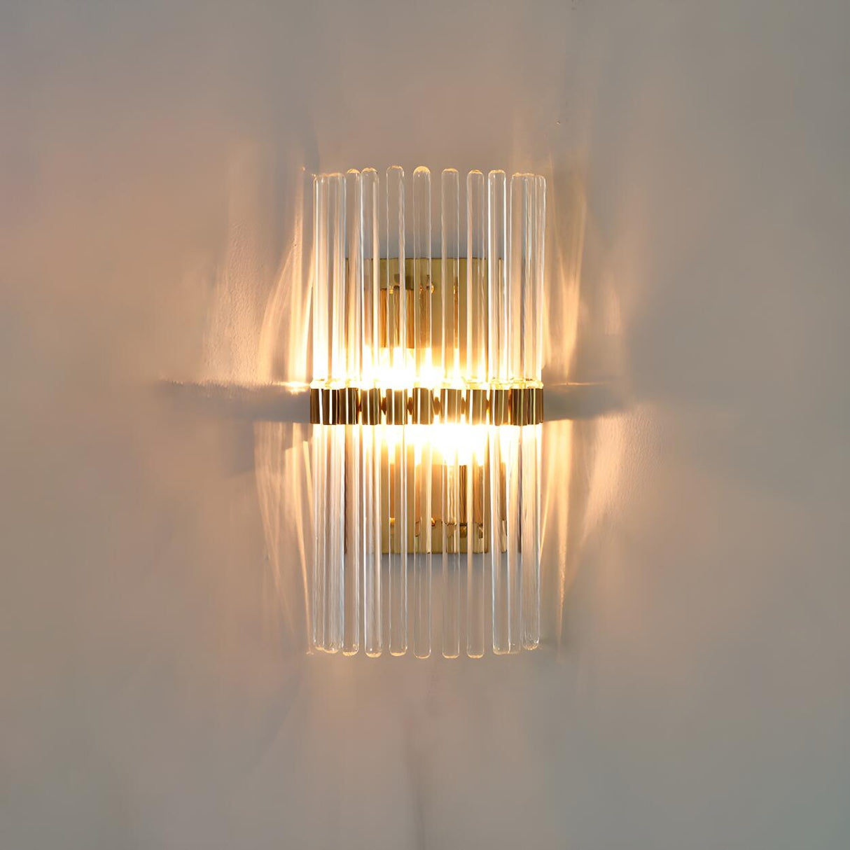 Luxury Gold Vertical Tube Crystal Wall Sconce Light Image - 1