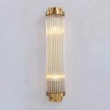 Luxury Gold Vertical Tube Crystal Wall Sconce Light Image - 4