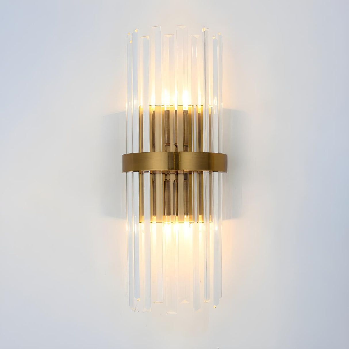 Luxury Gold Vertical Tube Crystal Wall Sconce Light Image - 5