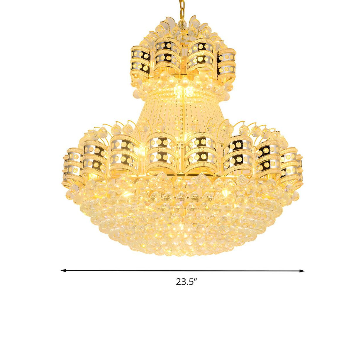 Luxury Grand Gold Crystal Tiered Beaded Chandelier 