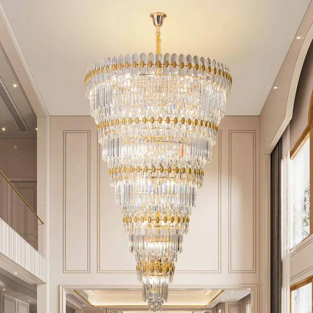 Luxury Grand Gold Spiral Crystal Spiral Tiered Chandelier Image - 3