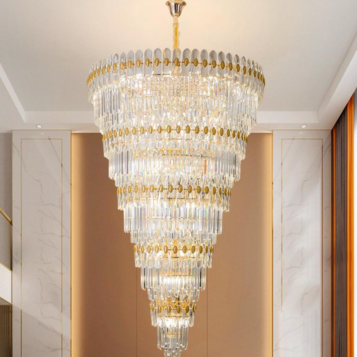 Luxury Grand Gold Spiral Crystal Spiral Tiered Chandelier Image - 4