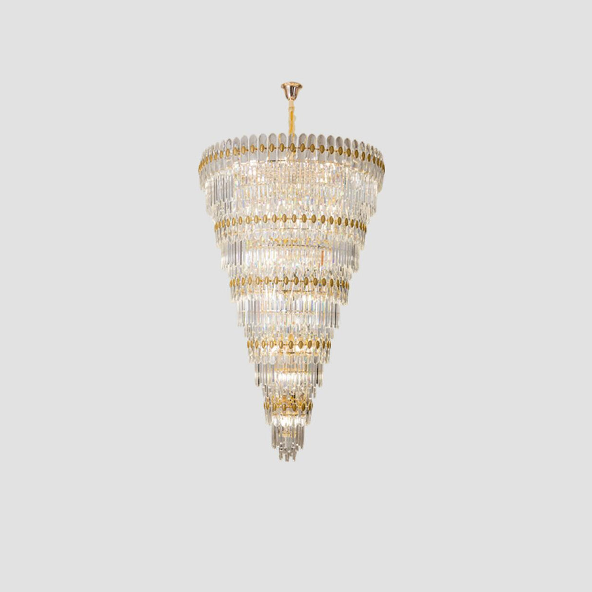 Luxury Grand Gold Spiral Crystal Spiral Tiered Chandelier Image - 7