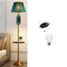 Luxury Green Pleated Bedside Floor Lamp with Shelf Image - 2